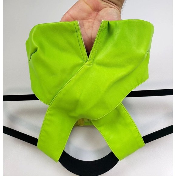 Meshki Vegan Leather Cut Out Strapless Crop Top Green Size X-Small - Picture 3 of 9